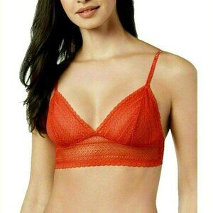 DKNY Intimates Womens Wire Free Bralette Red Lace Size Medium NEW